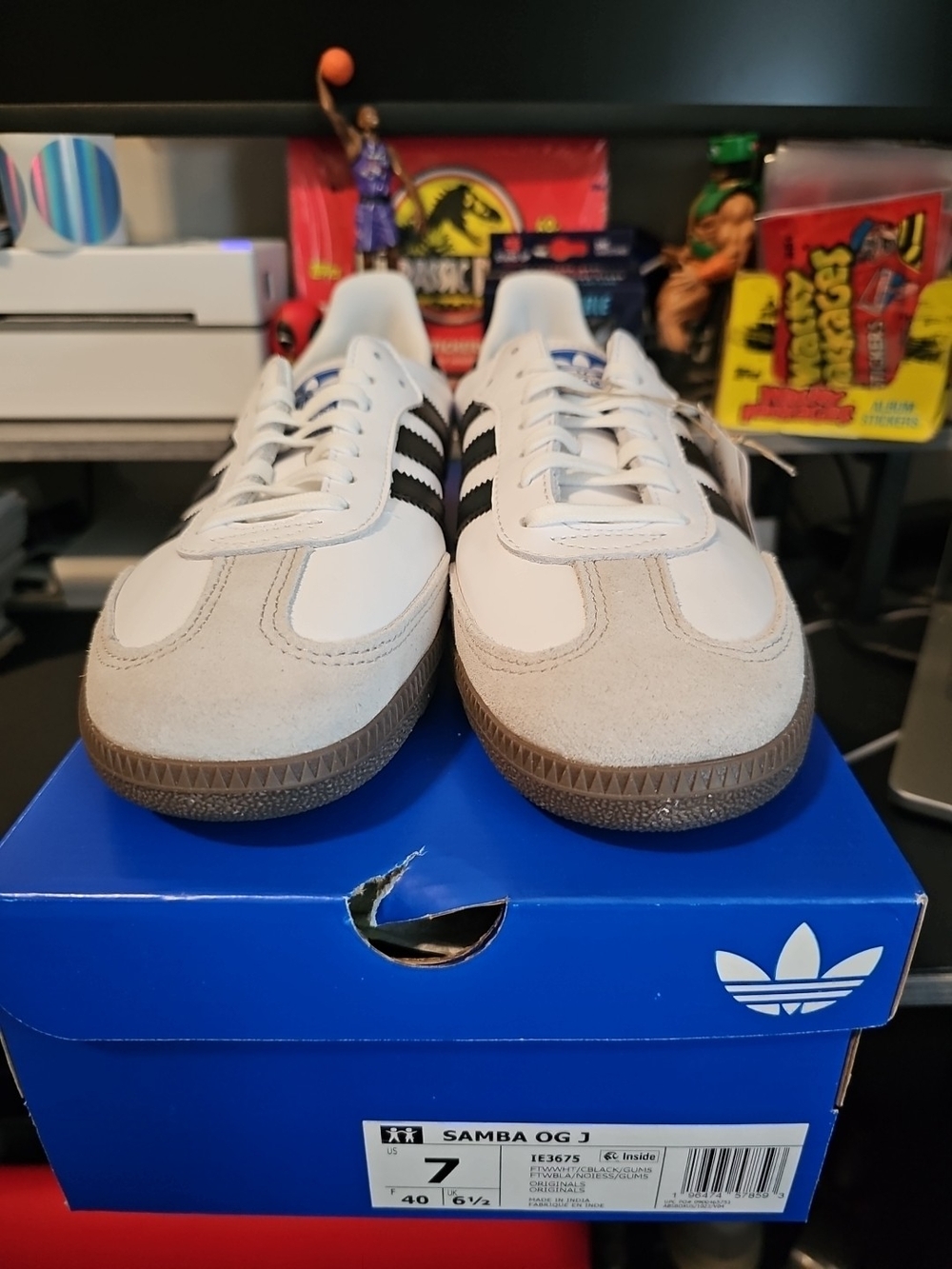 Adidas Samba OG J White with Black Stripes and Gum Sole